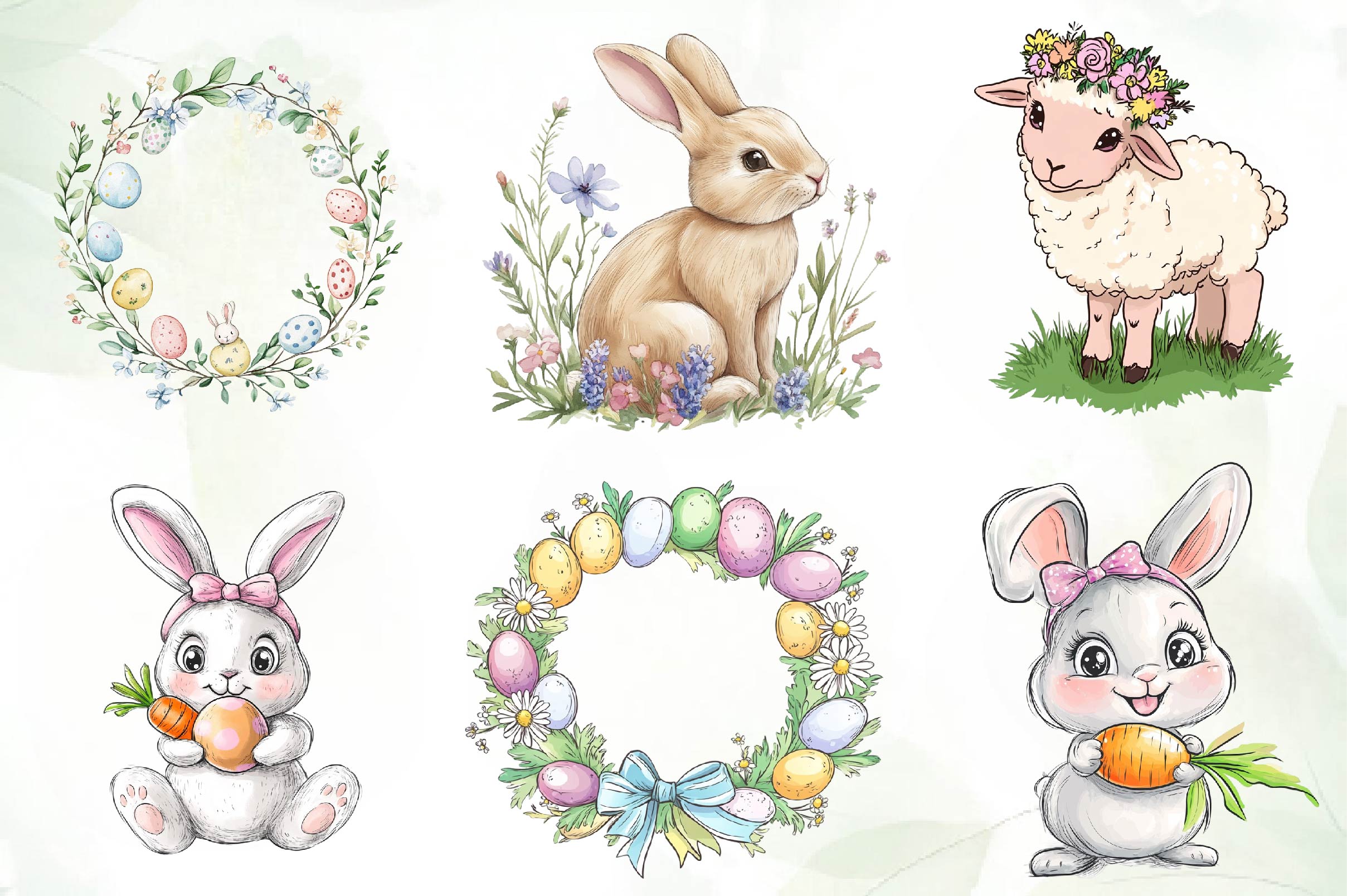 Cute Pastel Easter Clipart Bundle - CraftNest - Digital Crafting and Art