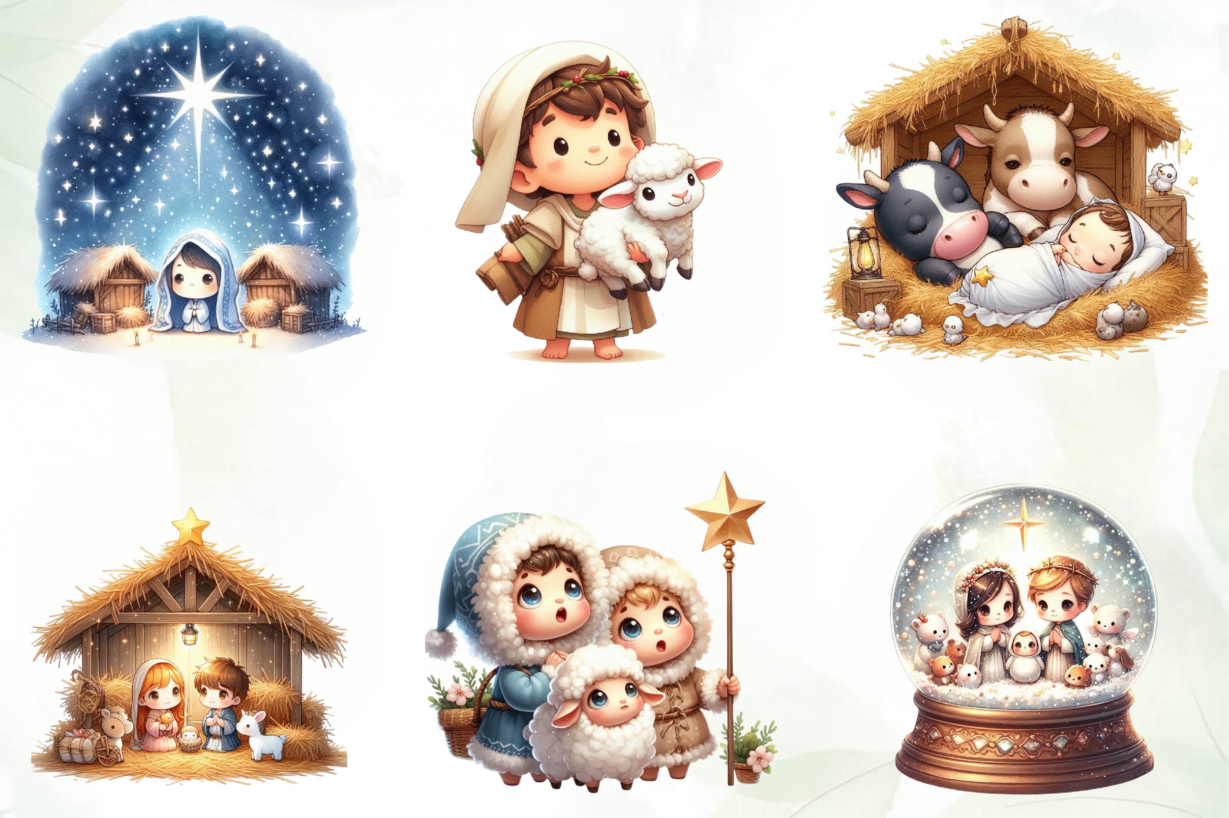 Chibi Nativity Christmas Clipart Bundle 1 - CraftNest - Digital Crafting and Art