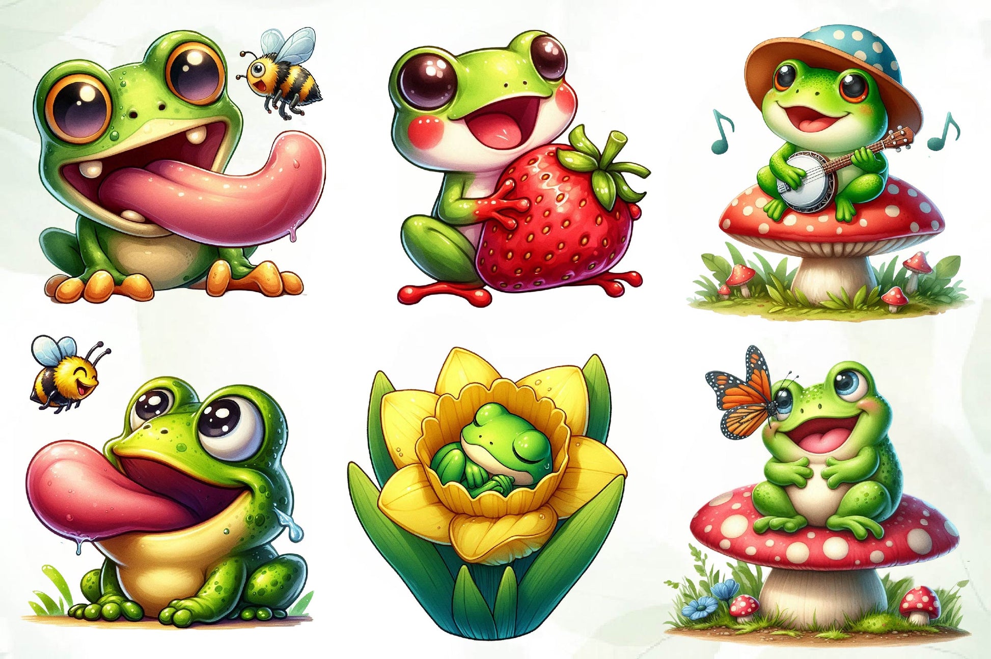 Spring Funny Frog Clipart Bundle - CraftNest - Digital Crafting and Art