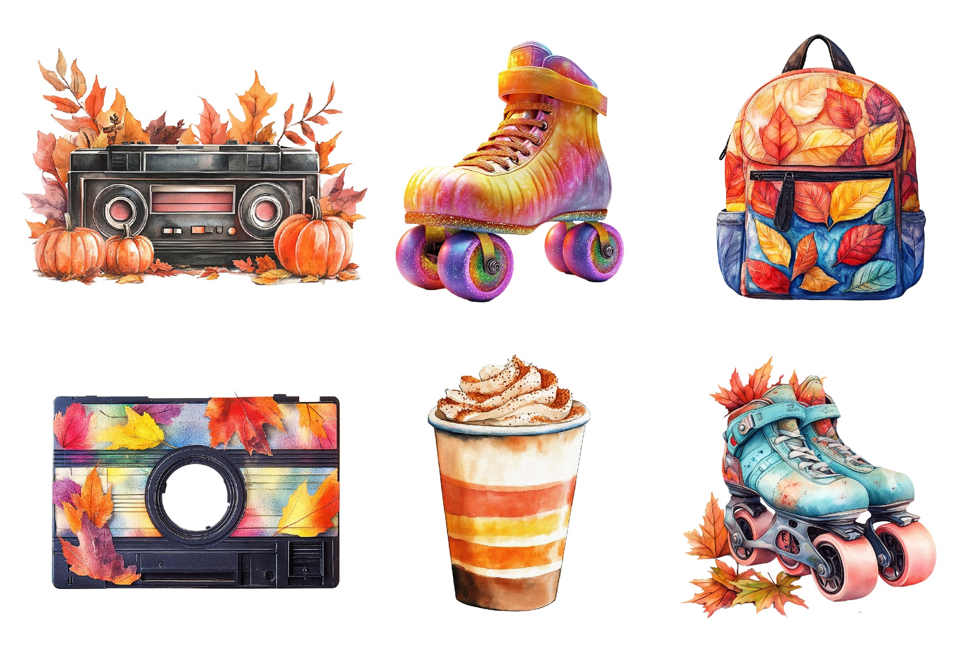 80s Retro Autumn Clipart Bundle - CraftNest - Digital Crafting and Art