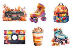 80s Retro Autumn Clipart Bundle - CraftNest - Digital Crafting and Art
