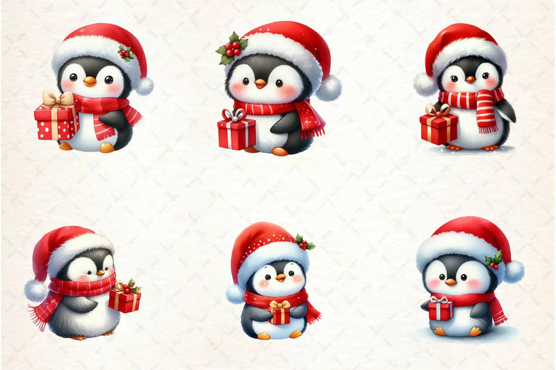 Cute Penguin Christmas Clipart Bundle - CraftNest - Digital Crafting and Art
