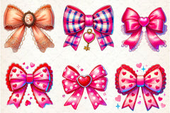 Pink Coquette Valentine Bow Clipart Bundle - CraftNest - Digital Crafting and Art