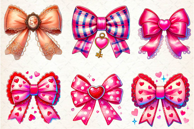 Pink Coquette Valentine Bow Clipart Bundle - CraftNest - Digital Crafting and Art