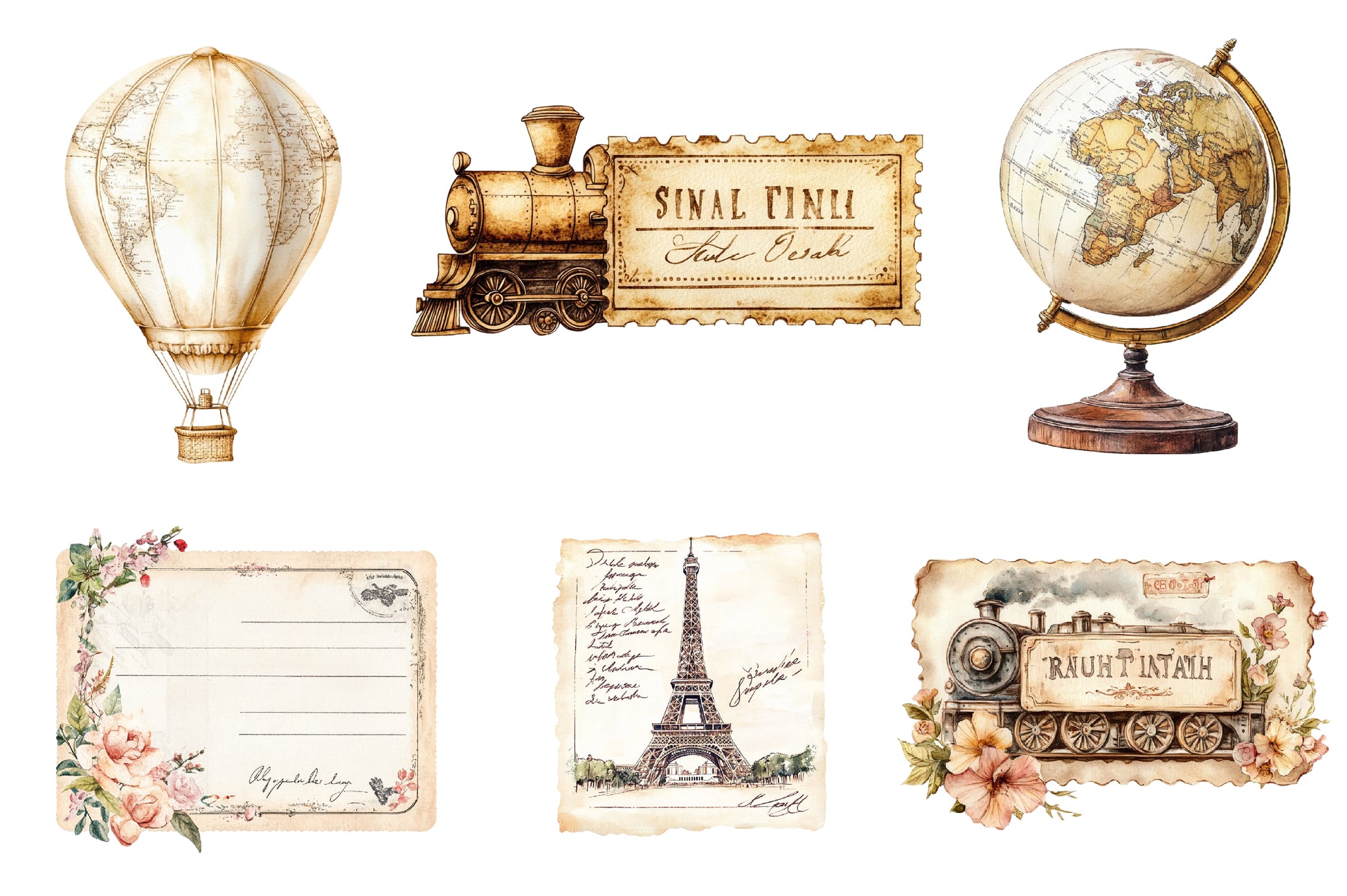 Antique Ivory Travel Clipart Bundle - CraftNest - Digital Crafting and Art