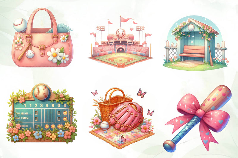 Coquette Baseball Clipart Bundle - CraftNest - Digital Crafting and Art