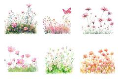Pink Summer Meadow Clipart Bundle - CraftNest - Digital Crafting and Art