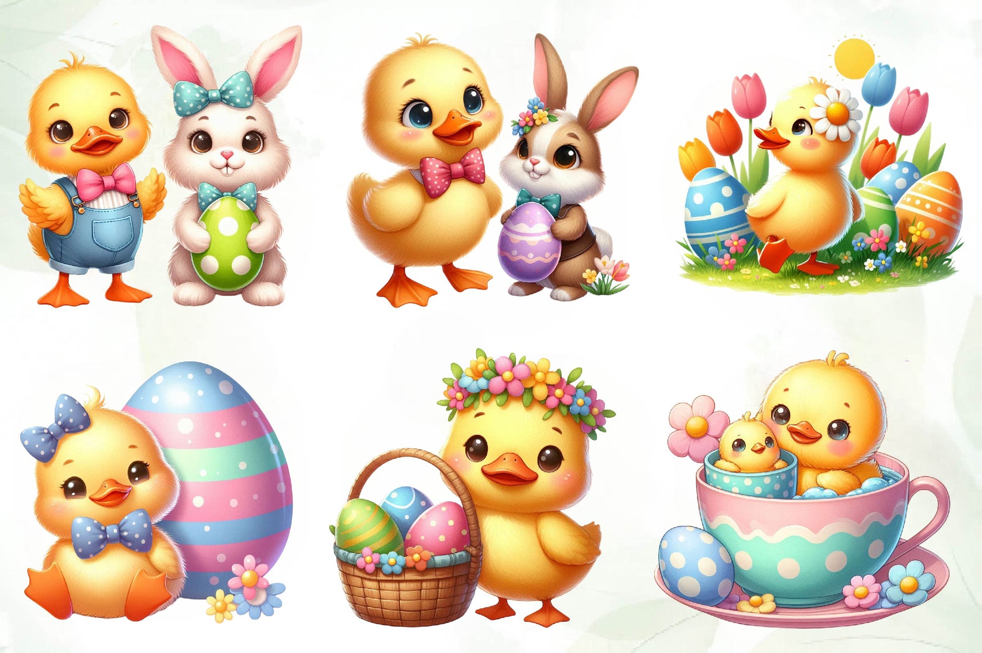 Easter Cute Duck Duck Clipart Bundle - CraftNest - Digital Crafting and Art