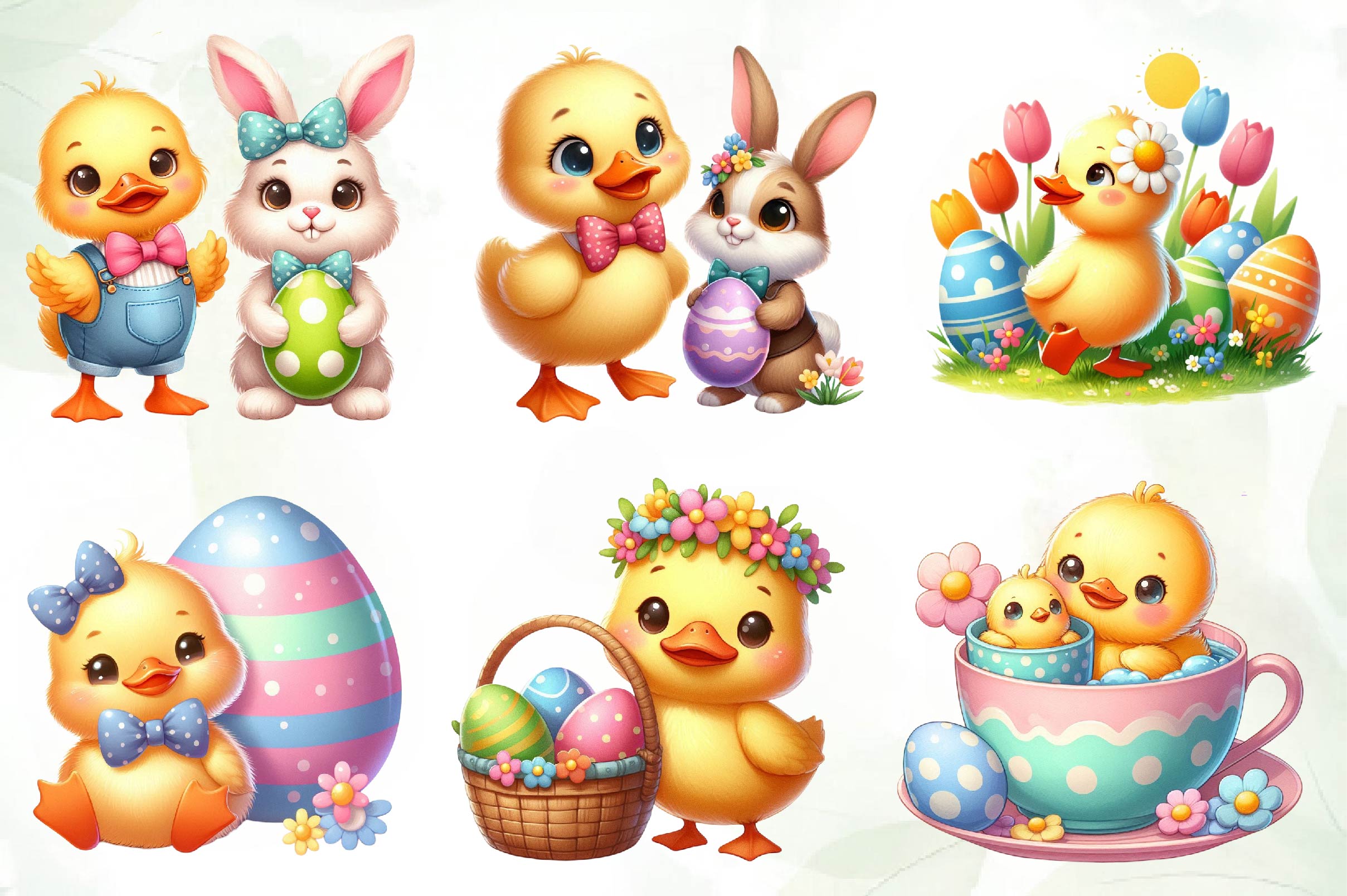Easter Cute Duck Duck Clipart Bundle - CraftNest - Digital Crafting and Art