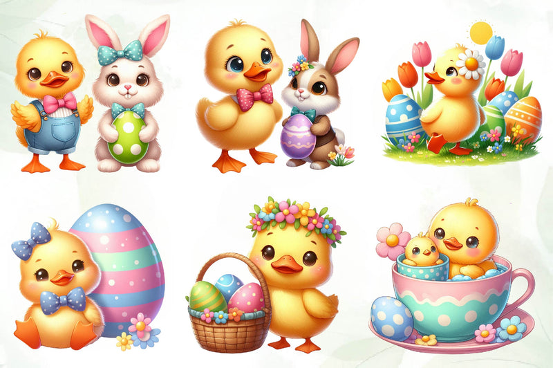 Easter Cute Duck Duck Clipart Bundle - CraftNest - Digital Crafting and Art