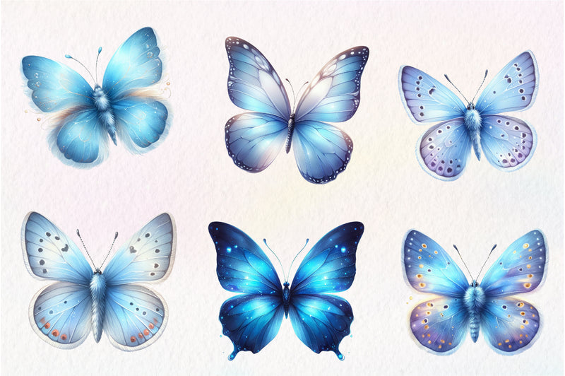Blue Butterflies Clipart Bundle - CraftNest - Digital Crafting and Art