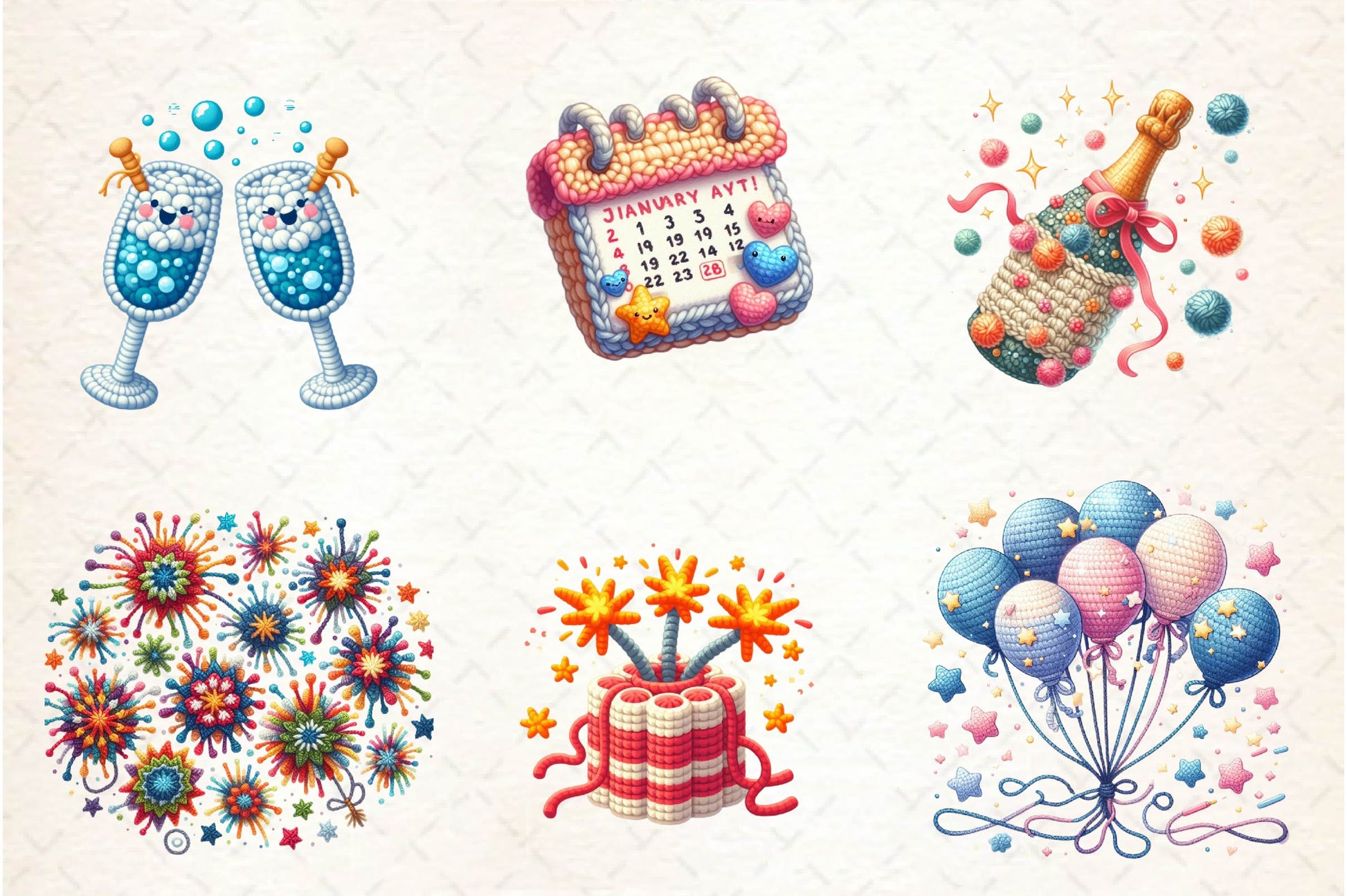 Crochet New Year Clipart Bundle - CraftNest - Digital Crafting and Art