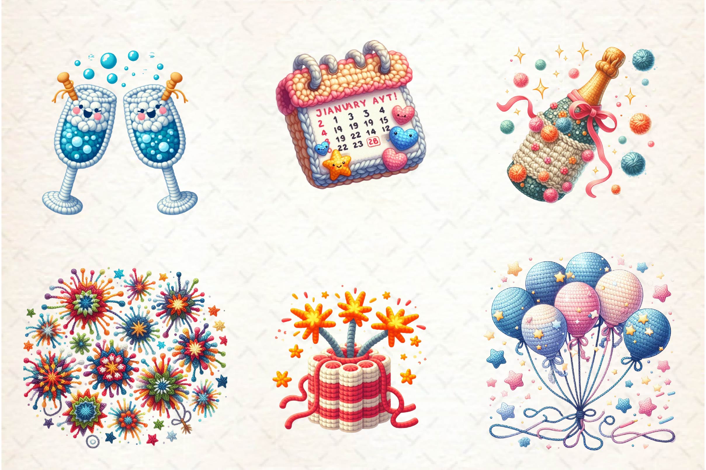 Crochet New Year Clipart Bundle - CraftNest - Digital Crafting and Art