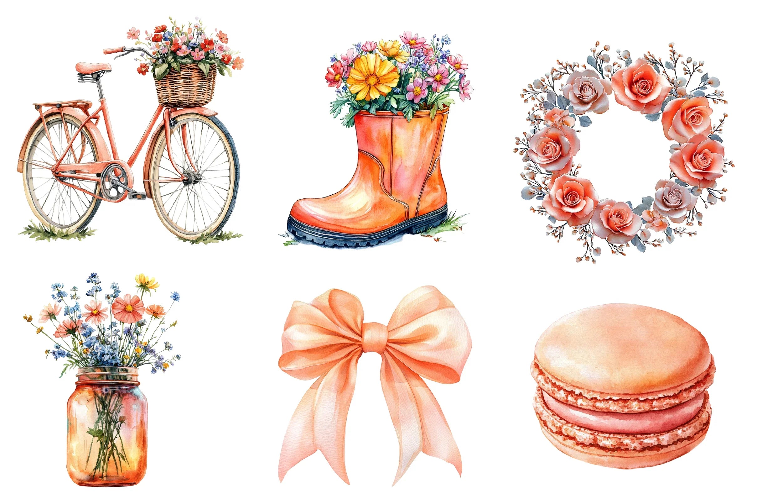 Peachy Spring Clipart Bundle - CraftNest - Digital Crafting and Art