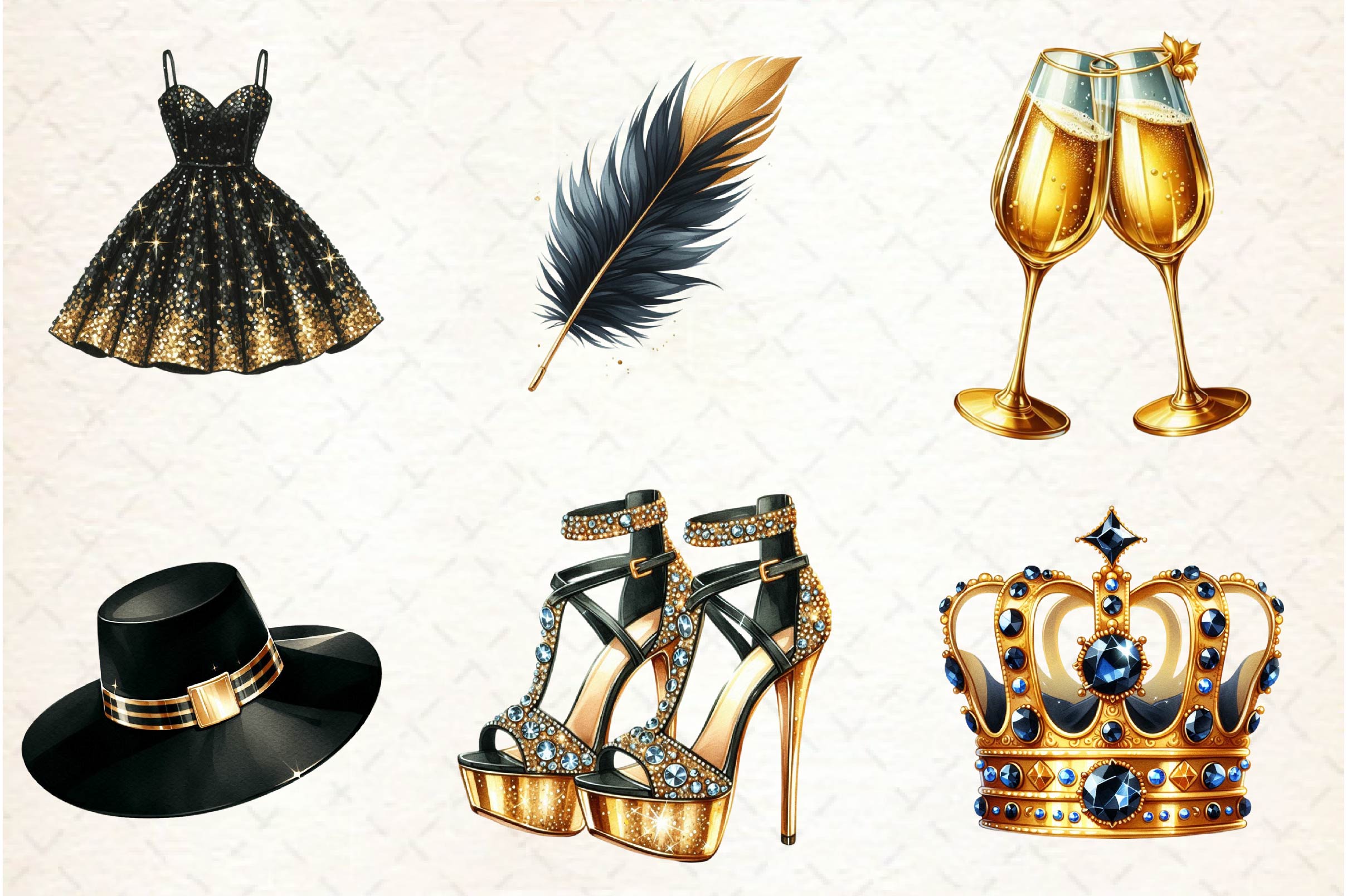 Gold And Black Fem Glam Clipart Bundle - CraftNest - Digital Crafting and Art