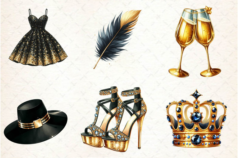 Gold And Black Fem Glam Clipart Bundle - CraftNest - Digital Crafting and Art