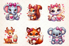 Animals Valentine Coffee Clipart Bundle - CraftNest - Digital Crafting and Art
