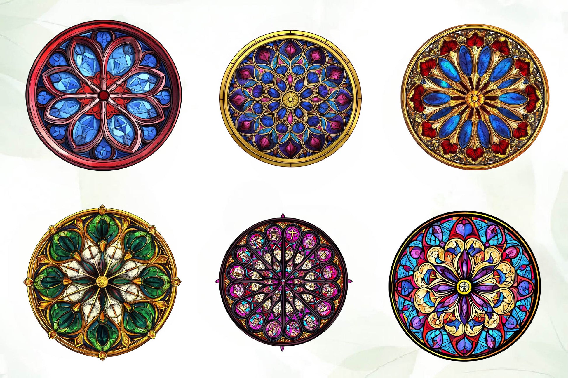Gothic Rose Window Stained Glass Clipart Bundle - CraftNest - Digital Crafting and Art
