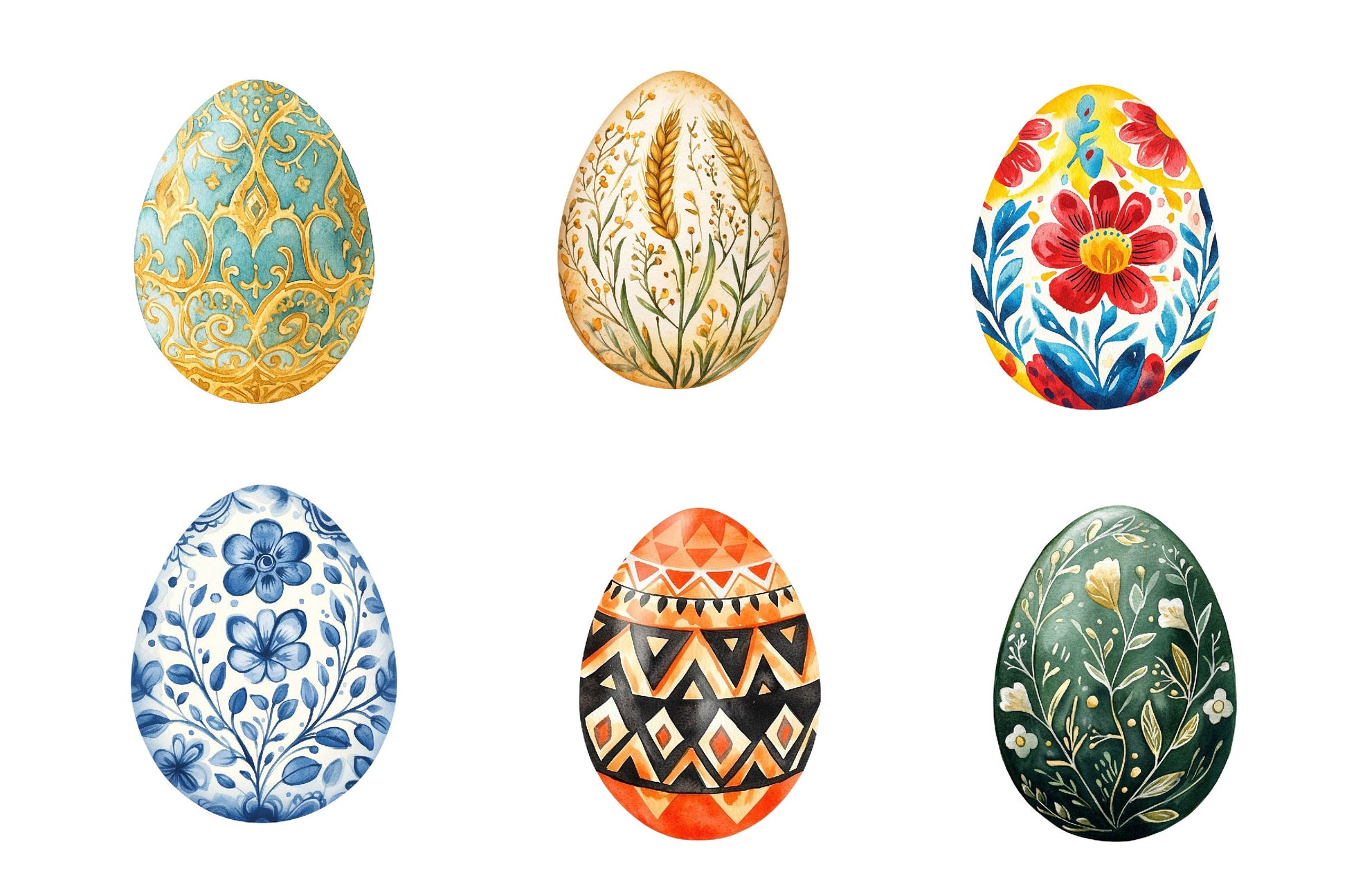 Traditional Easter Egg Folk Clipart Bundle - CraftNest - Digital Crafting and Art