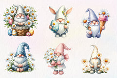White Gnome Daisy Clipart Bundle - CraftNest - Digital Crafting and Art