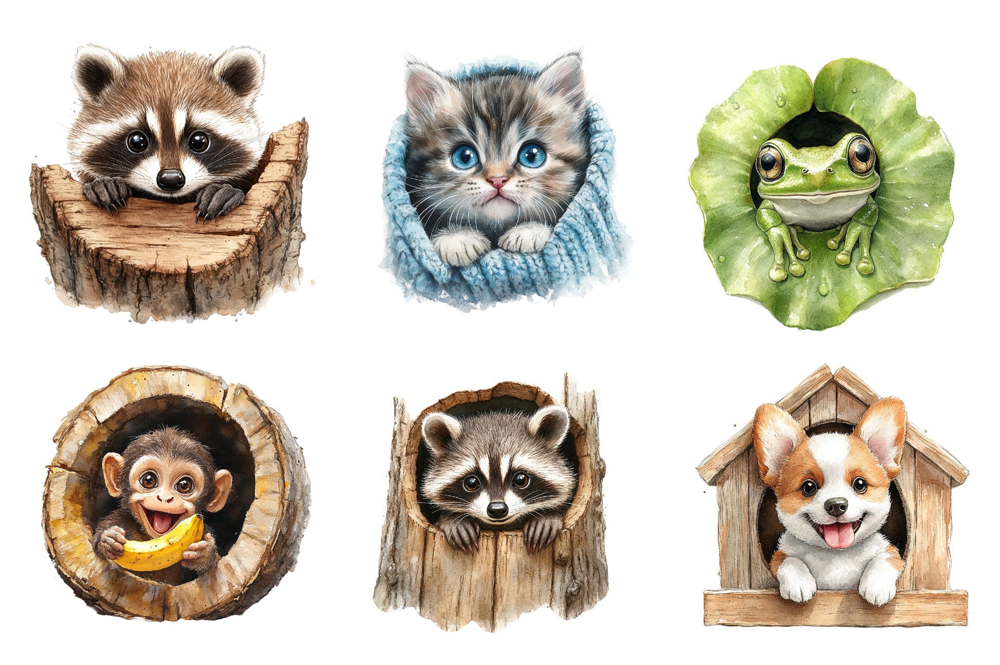 Funny Animals In Hole Clipart Bundle - CraftNest - Digital Crafting and Art