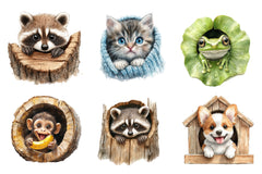 Funny Animals In Hole Clipart Bundle - CraftNest - Digital Crafting and Art