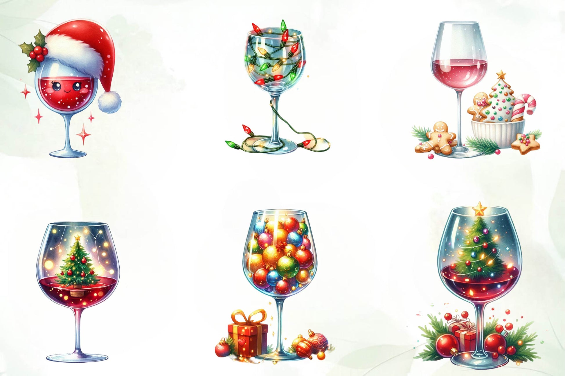 Christmas Wine Glasses Clipart Bundle - CraftNest - Digital Crafting and Art