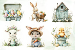 Cute Farm Easter Clipart Bundle - CraftNest - Digital Crafting and Art