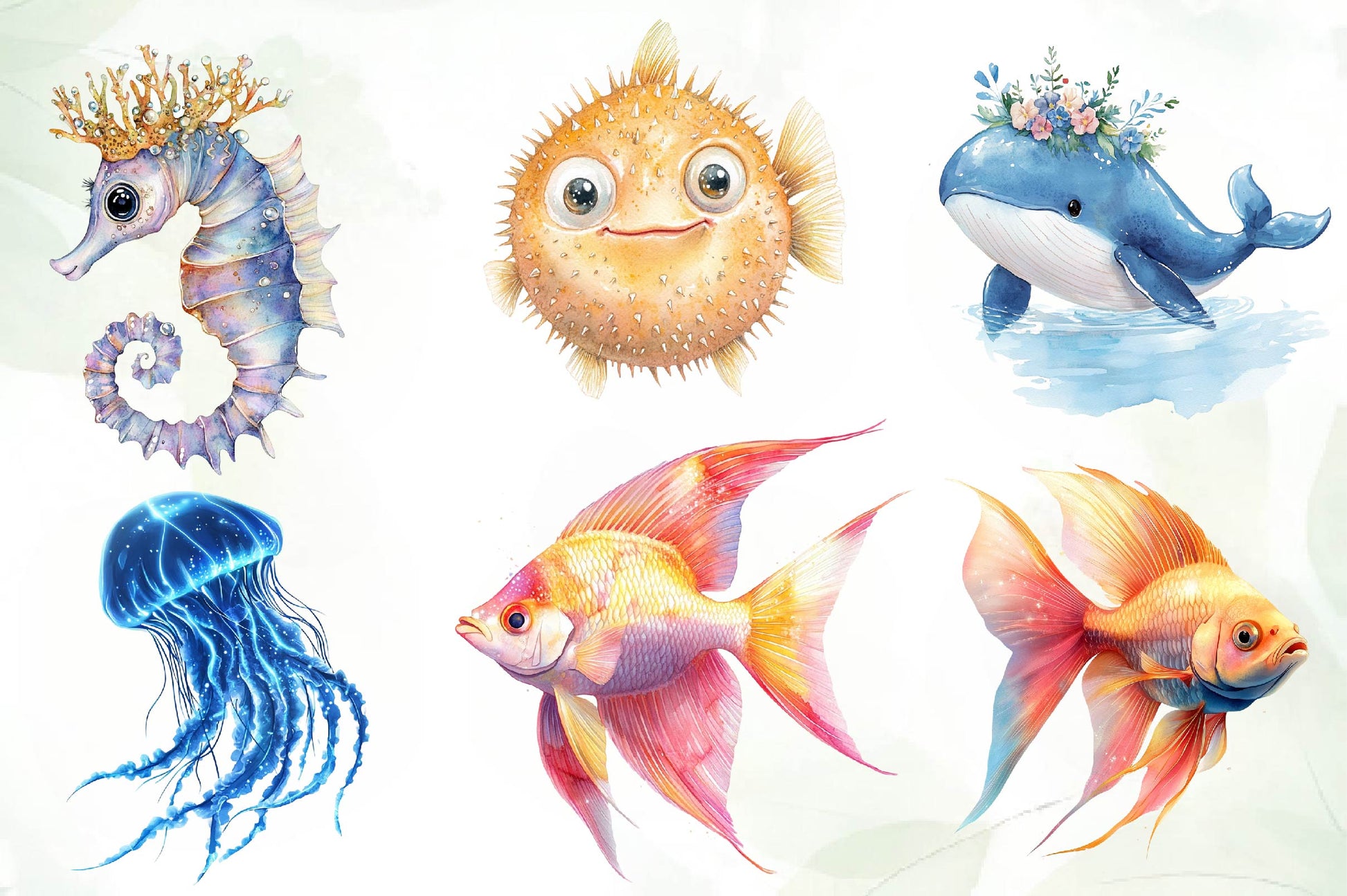 Adorable Sea Creatures Summer Clipart Bundle - CraftNest - Digital Crafting and Art