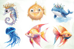 Adorable Sea Creatures Summer Clipart Bundle - CraftNest - Digital Crafting and Art