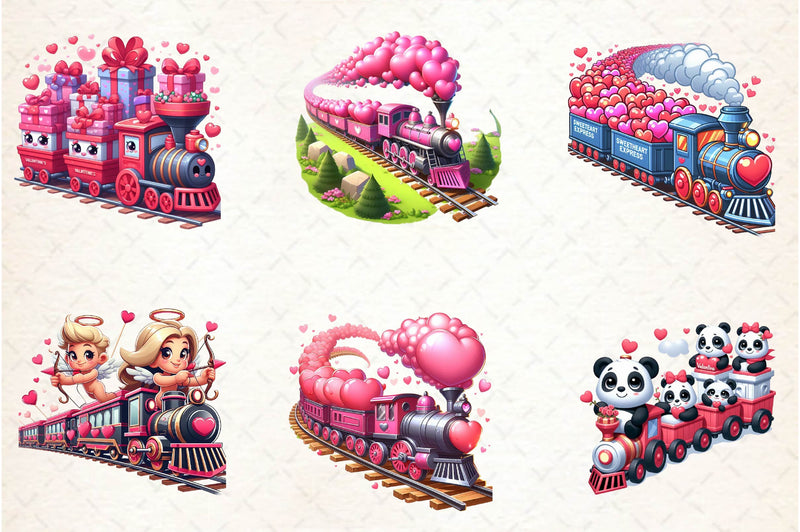 Valentines Day Train Clipart Bundle - CraftNest - Digital Crafting and Art