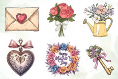 Vintage Mothers Day Clipart Bundle - CraftNest - Digital Crafting and Art