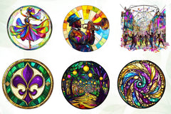 Round Stained Glass Mardi Gras Clipart Bundle - CraftNest - Digital Crafting and Art