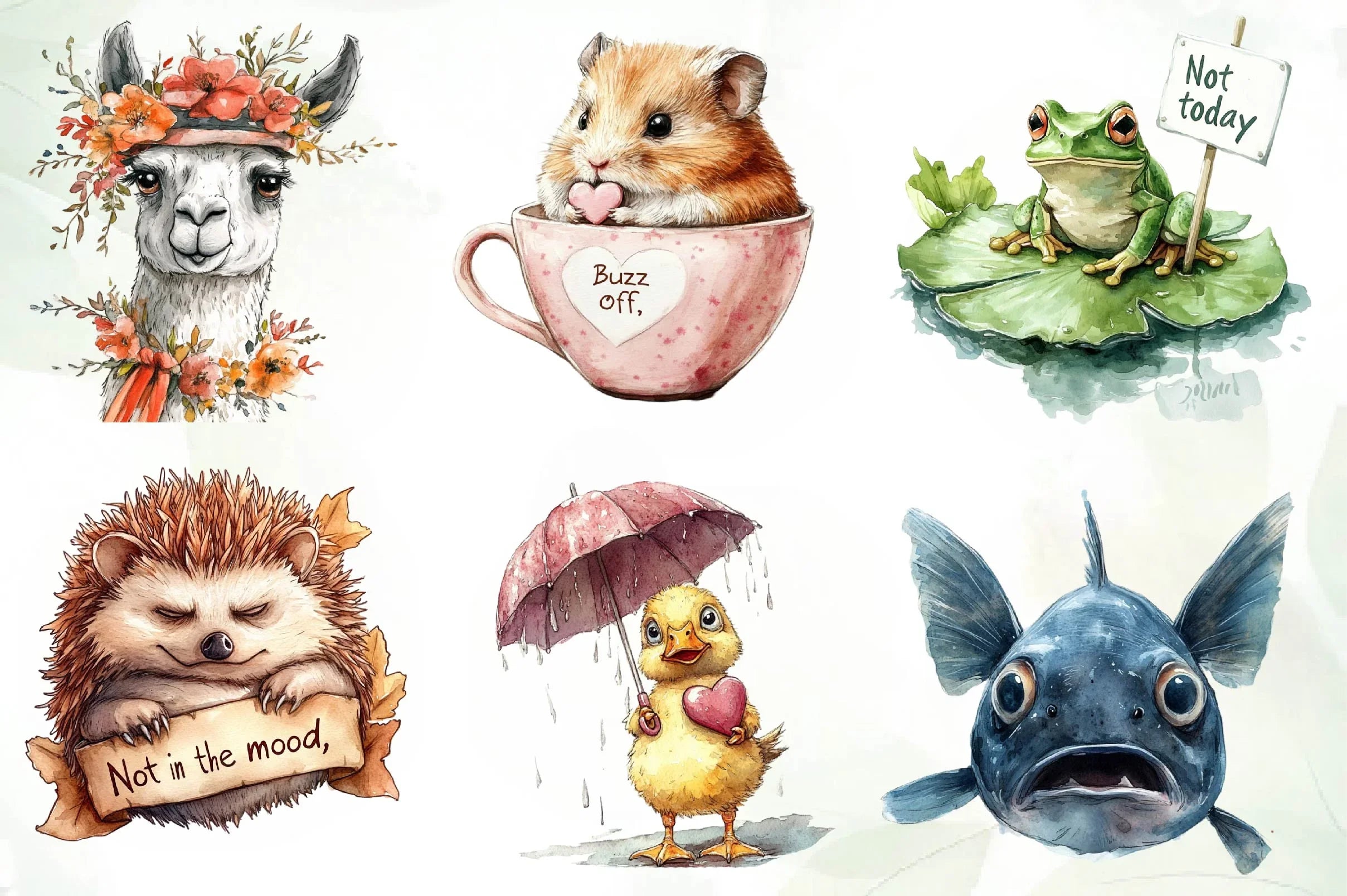 Grumpy Valentine Animal Clipart Bundle - CraftNest - Digital Crafting and Art