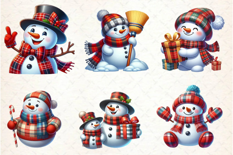 Plaid Pattern Snowman Clipart Bundle - CraftNest - Digital Crafting and Art
