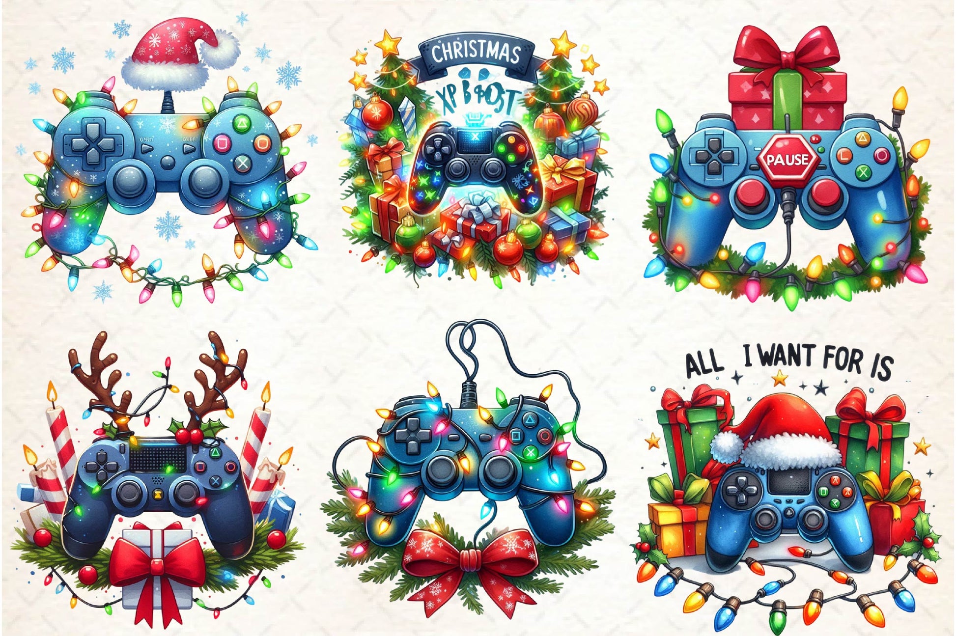 Christmas Gaming Controllers Clipart Bundle - CraftNest - Digital Crafting and Art