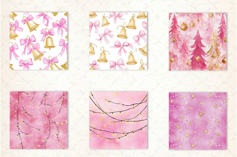 Pink And Gold Christmas Clipart Bundle - CraftNest - Digital Crafting and Art