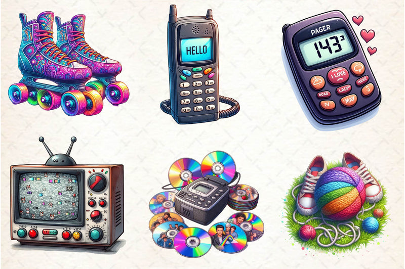 Nostalgic 90s Clipart Bundle - CraftNest - Digital Crafting and Art