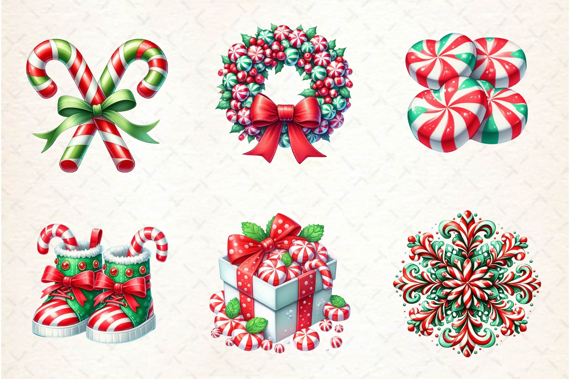 Red Green Christmas Peppermint Candies Clipart Bundle - CraftNest - Digital Crafting and Art