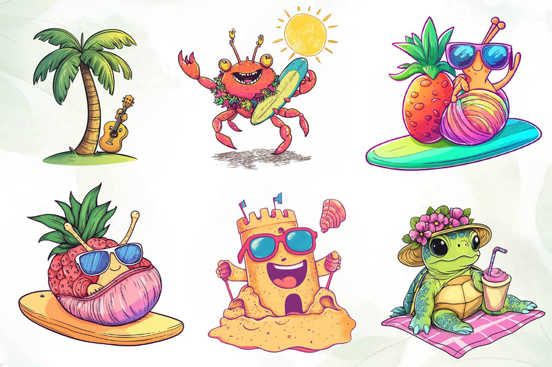 Tropical Summer Clipart Bundle - CraftNest - Digital Crafting and Art