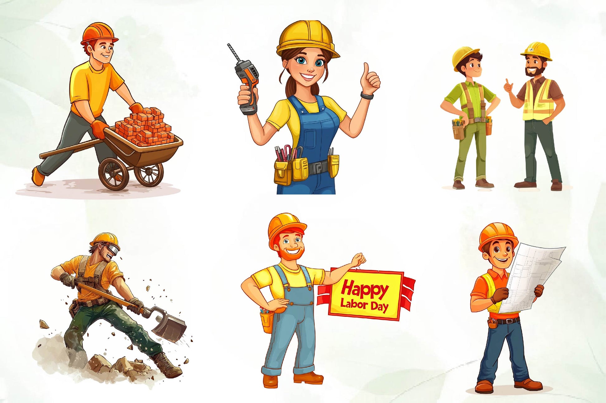 Construction Worker Labor Day Clipart Bundle - CraftNest - Digital Crafting and Art