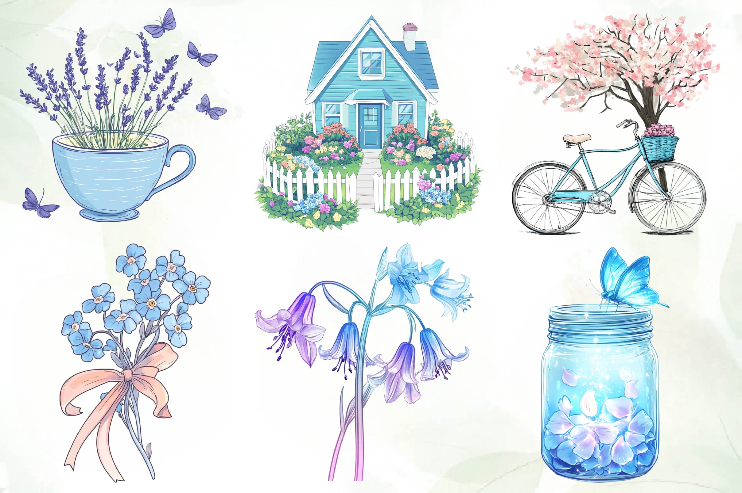 Blue Spring Season Clipart Bundle - CraftNest - Digital Crafting and Art