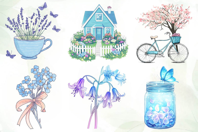 Blue Spring Season Clipart Bundle - CraftNest - Digital Crafting and Art