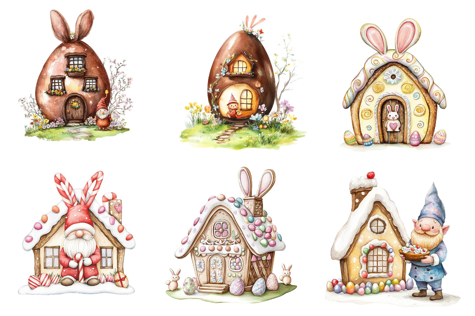 Easter Gnome Gingerbread House Clipart Bundle - CraftNest - Digital Crafting and Art