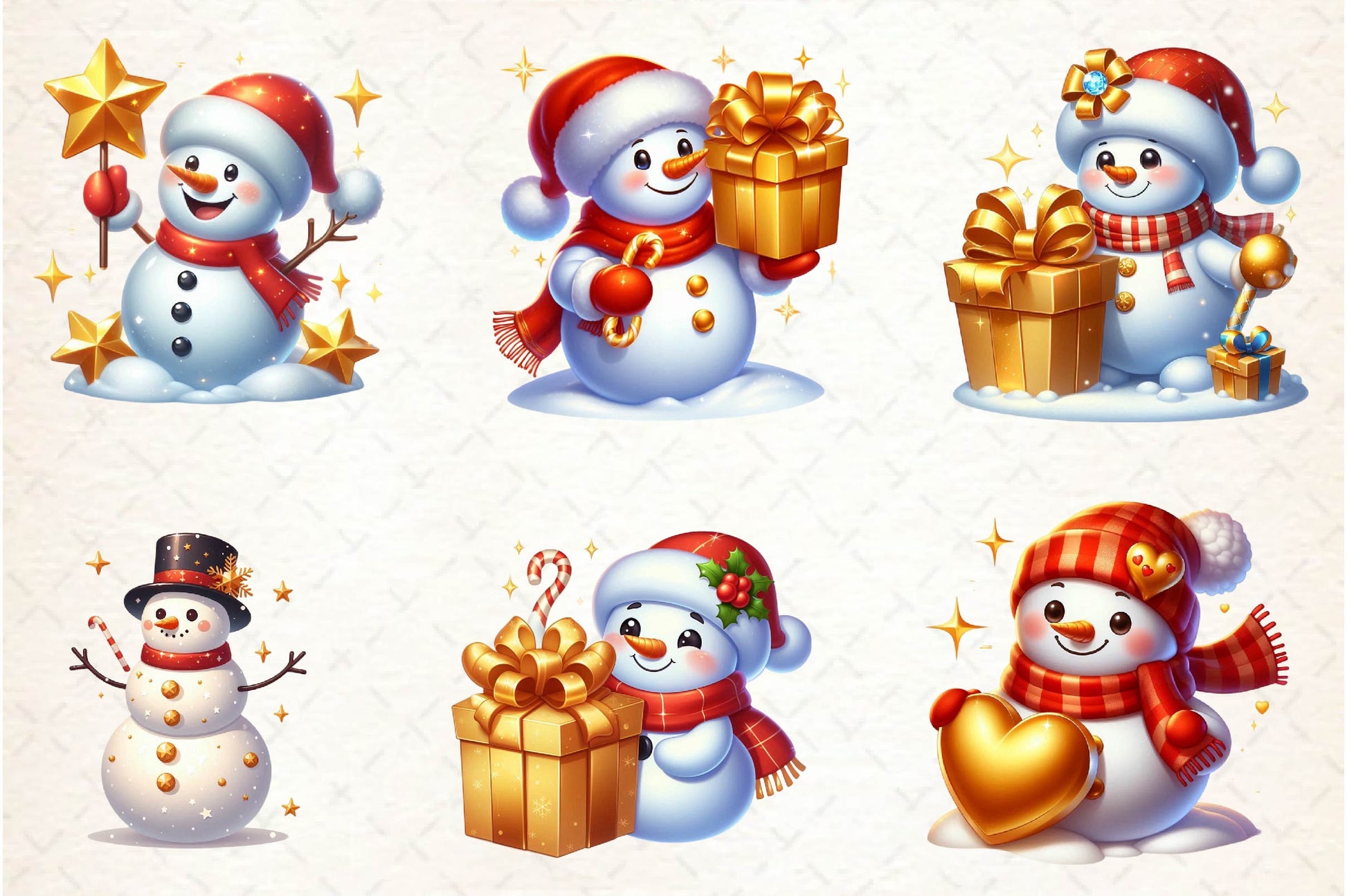 Golden Snowman Clipart Bundle - CraftNest - Digital Crafting and Art