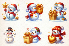 Golden Snowman Clipart Bundle - CraftNest - Digital Crafting and Art