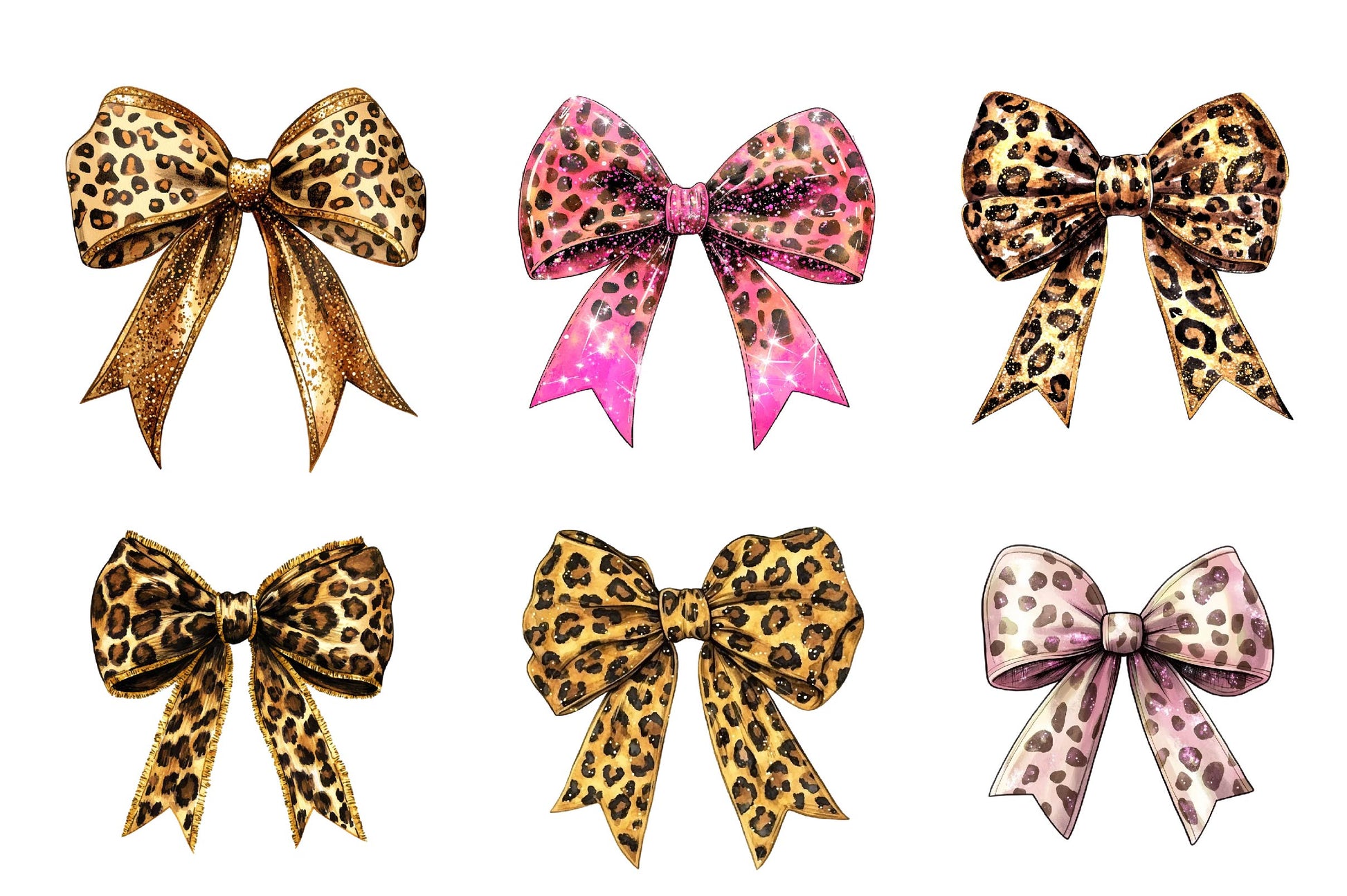 Leopard Glitter Bow Clipart Bundle - CraftNest - Digital Crafting and Art