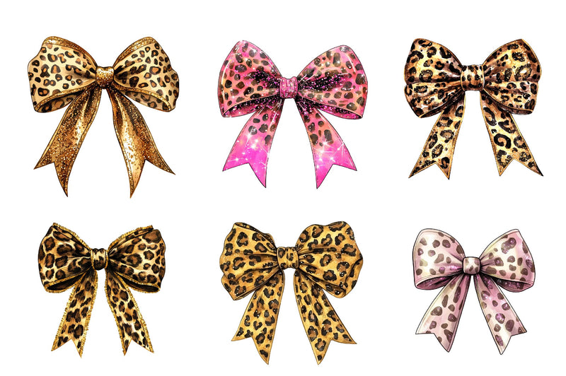 Leopard Glitter Bow Clipart Bundle - CraftNest - Digital Crafting and Art
