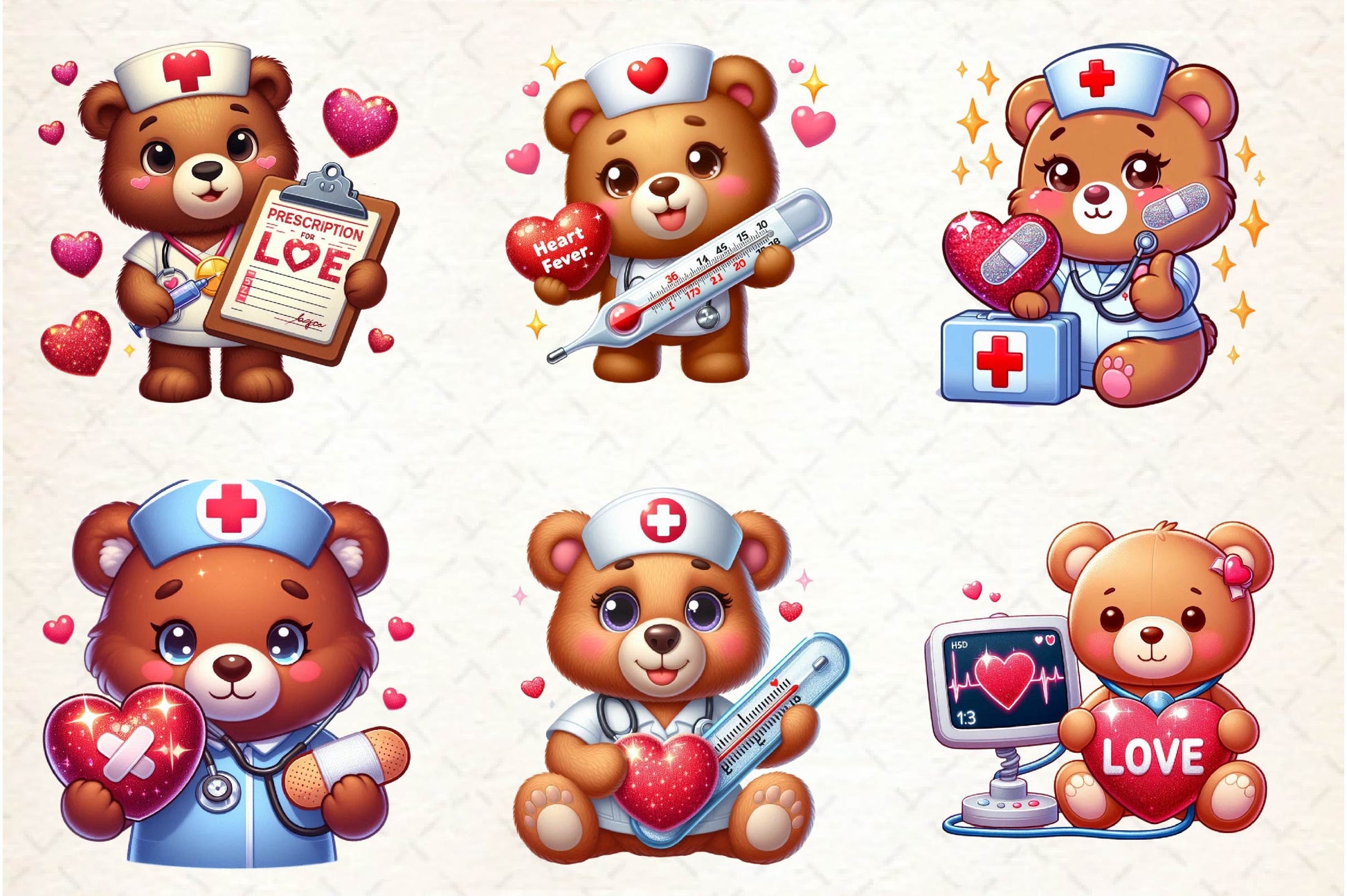 Bear Nurse Valentine Clipart Bundle - CraftNest - Digital Crafting and Art