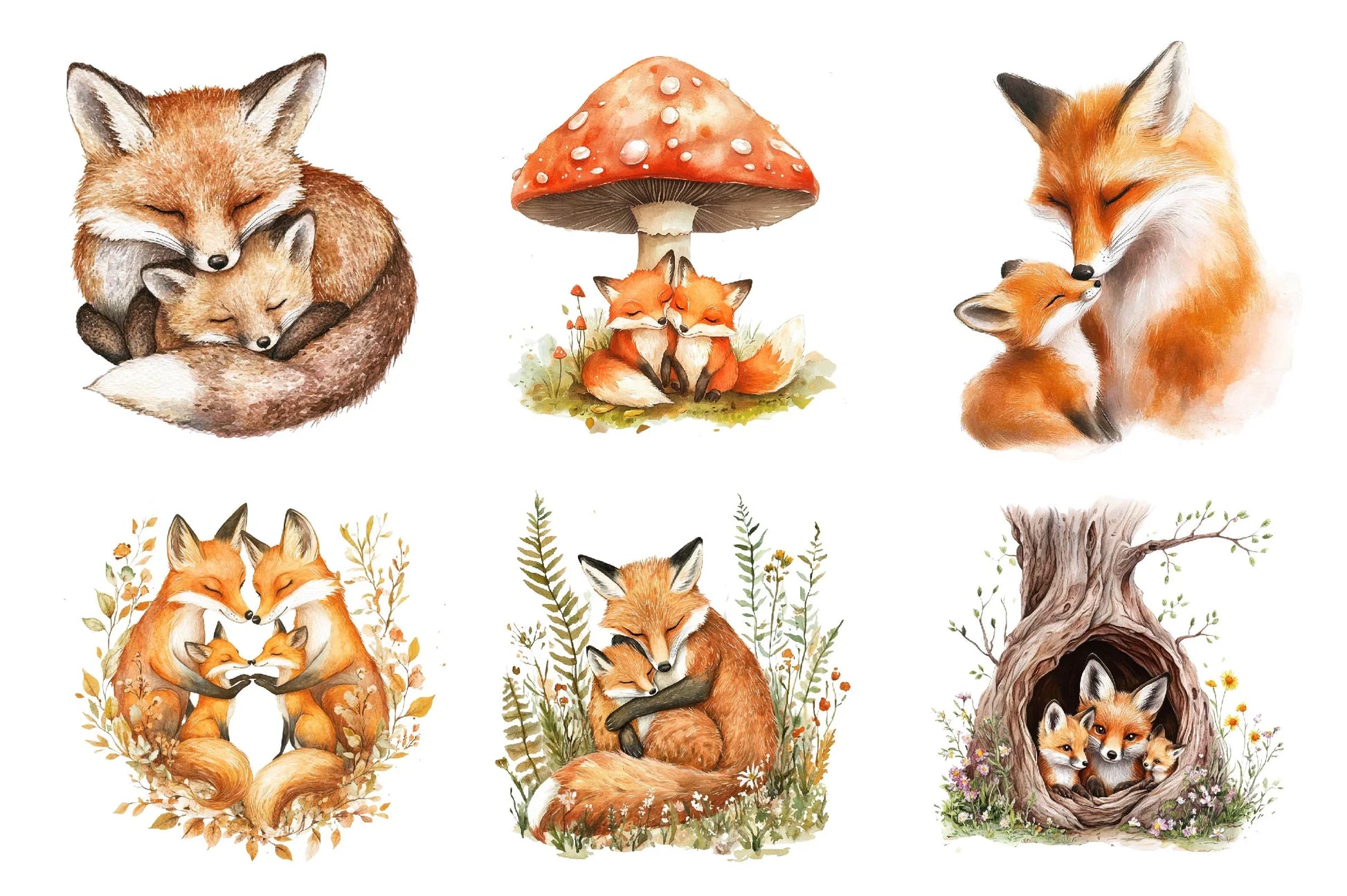 Cozy Fox Family Clipart Bundle - CraftNest - Digital Crafting and Art